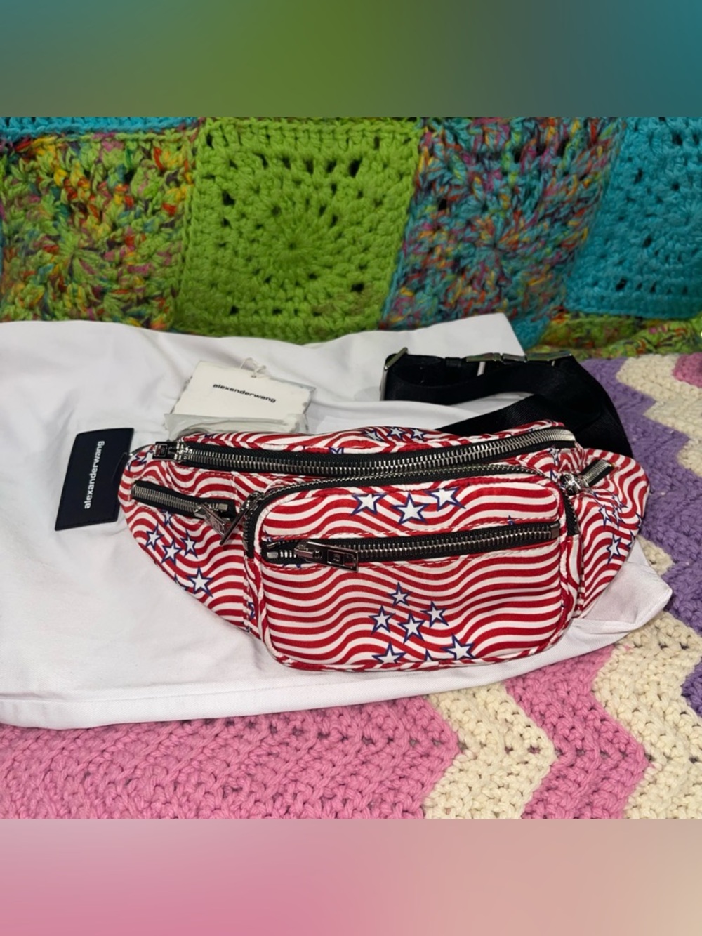 ALEXANDER WANG Attica Mini
Fanny Crossbody Stars Stripes
Nylon Bag NWT